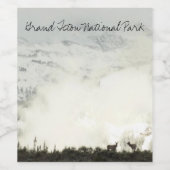 エルクアットグランドテトン国立公園写真 ワインラベル (シングルラベル)