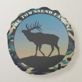 エルクアンド迷彩柄ブルー ラウンドクッション (裏面)