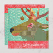 エルクオーナメントターコイズレッド 招待状 (正面/裏面)