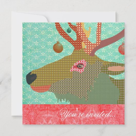 エルクオーナメントターコイズレッド 招待状 (正面)