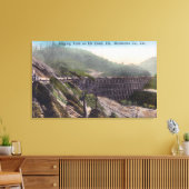 エルククリーク橋の上の伐採列車のビュー キャンバスプリント (インサイチュ (リビング))