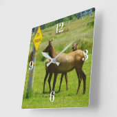 エルククロッシングカリフォルニア野生生物写真 スクエア壁時計 (傾斜)