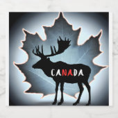 エルクシルエットとメープルリーフ ビールラベル (シングルラベル)