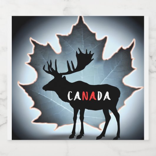 エルクシルエットとメープルリーフ ビールラベル (シングルラベル)