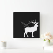 エルクシルエット スクエア壁時計 (ホーム)