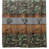 エルクハンターキャビンインザウッズ迷彩柄ボーイズ浴室 シャワーカーテン (正面)