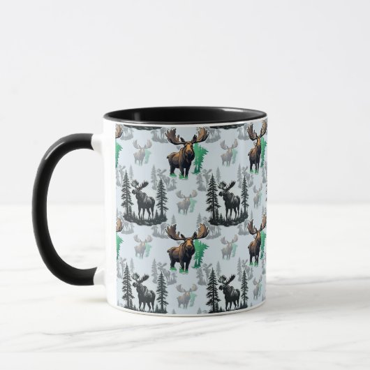 エルクムース〔雄ジカの〕枝角ディアパターンデザイン マグカップ (左)