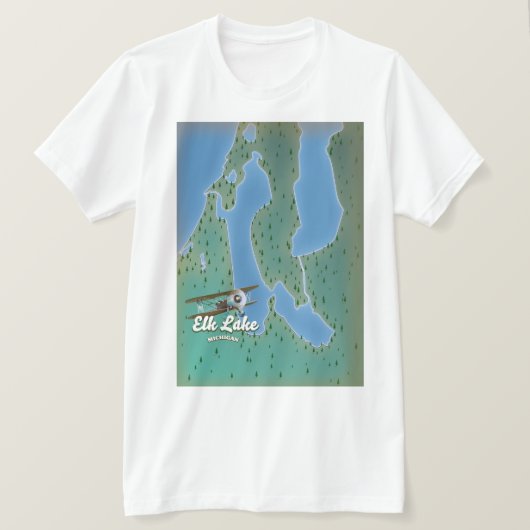エルクライケ ミシガン州の地図 Tシャツ (デザイン正面)