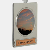 エルクリッジサンセットメリーランドランドランドスケープ シルバープレートバナーオーナメント (右)