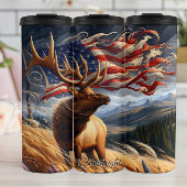 エルク威厳のあるアメリカ国旗の風景 タンブラー