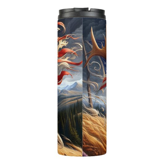 エルク威厳のあるアメリカ国旗の風景 タンブラー (裏面)