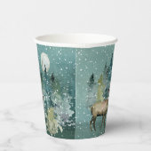 エルク威厳のあるインフォレストフルムーンスノーフォールホリデー 紙コップ (右)