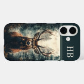 エルク威厳のあるディアモノグラムパーソナライズされた Case-Mate iPhoneケース (裏面 (横))