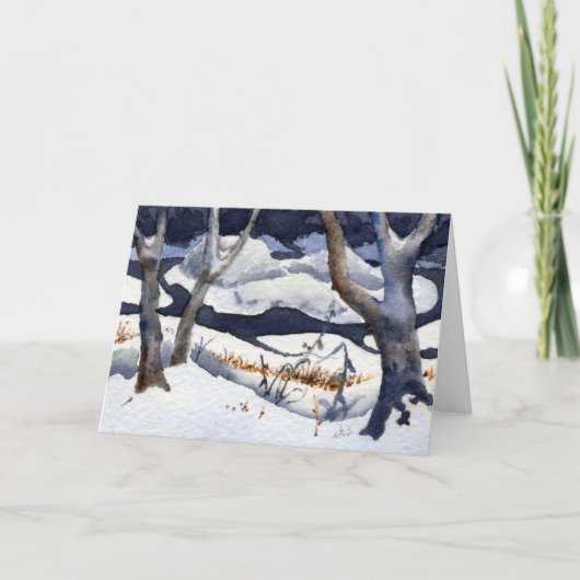 「エルク川の雪」カントリーロードグリーティングカード カード (正面)