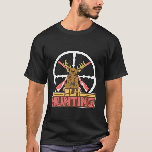 エルク狩りムース狩りエルク狩り長袖T S Tシャツ (正面)