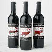 エルク素朴デザイン、赤いバッファローのプレイドパターン ワインラベル (ボトル)