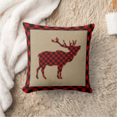 エルク素朴バーラップとレッドプレイド クッション (ブランケット)