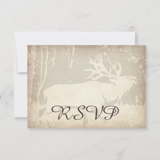 エルク素朴狩りワイルドライフウェディングRSVPカード 出欠カード (裏面)