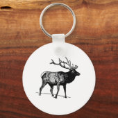エルク語 – Wapiti （ラインアート） キーホルダー (正面)