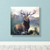 エルク野生絵を描動物 キャンバスプリント (インサイチュ (ウッドフロア))