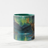 エルク（ワピティ）&ノーザンライト ツートーンマグカップ (中央)