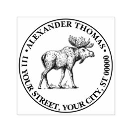 エルク ワピティ ヴィンテージ ドローイング 名前 戻り先住所 セルフインキングスタンプ