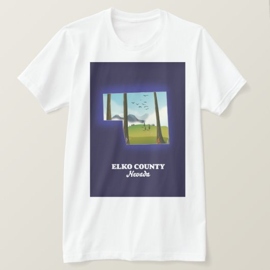 エルコ郡ネバダ州地図 Tシャツ (デザイン正面)
