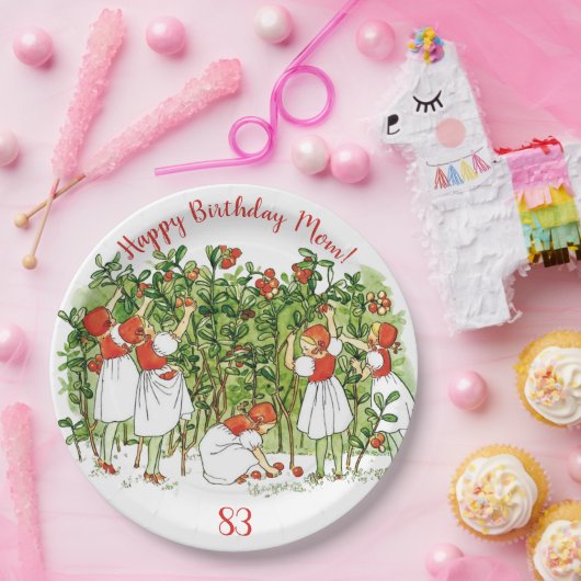 エルサベスコウかわいいストロベリーガール ペーパープレート (パーティー)