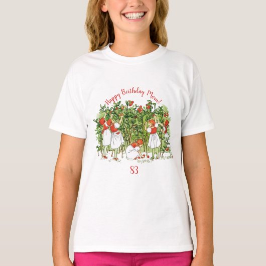 エルサベスコウかわいいストロベリーガール Tシャツ (正面)