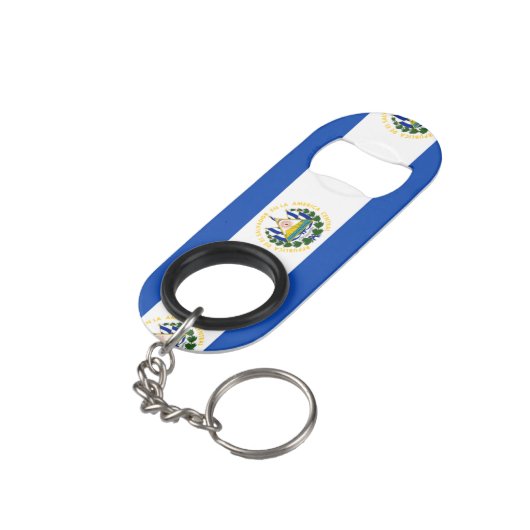 エルサルバドルの国民の紋章付き外衣の旗 キーホルダー栓抜き (裏面アングル)