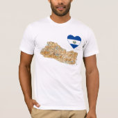 エルサルバドルの旗のハートおよび地図のTシャツ Tシャツ (正面)