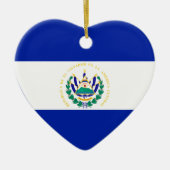 エルサルバドルの旗のハート セラミックオーナメント (正面)