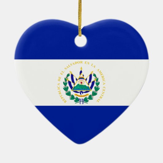 エルサルバドルの旗のハート セラミックオーナメント (裏面)