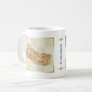 エルサルバドルの旗 + 地図のマグ コーヒーマグカップ