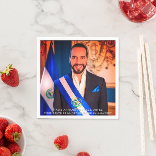 エルサルバドルのNayib Bukele社長 スタンダードカクテルナプキン (インサイチュ)