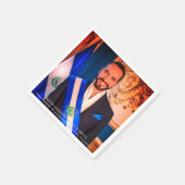 エルサルバドルのNayib Bukele社長 スタンダードカクテルナプキン (角)