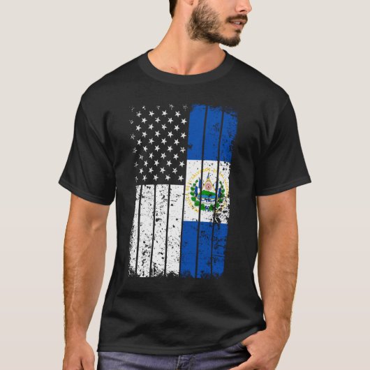 エルサルバドルアメリカ国旗Tシャツ – El Salvador USA Tシャツ (正面)