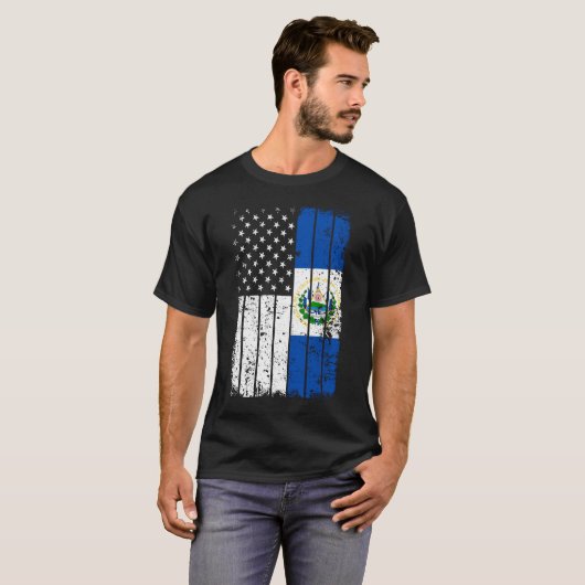 エルサルバドルアメリカ国旗Tシャツ – El Salvador USA Tシャツ (正面フル)