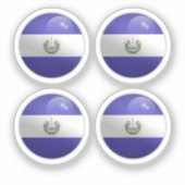 エルサルバドル光沢サークル国旗 シール (正面)
