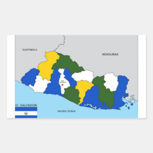 エルサルバドル国の政治地図国旗 長方形シール