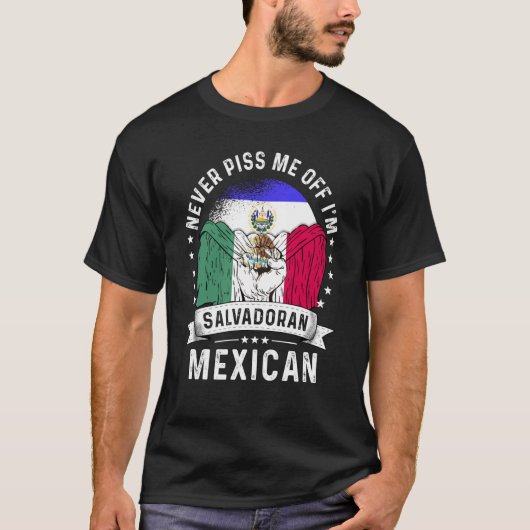 エルサルバドル国旗メキシコ育ユーモア市民プライド Tシャツ (正面)