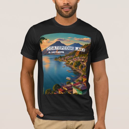 エルサルバドル旅行ヴィンテージポスターコート湖 Tシャツ (正面)