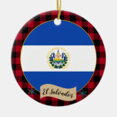 エルサルバドル、レッドバッファロープレイド&エルサルバドル国旗 セラミックオーナメント (正面)