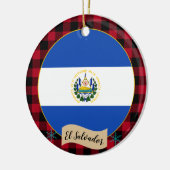 エルサルバドル、レッドバッファロープレイド&エルサルバドル国旗 セラミックオーナメント (左)