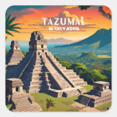 エルサルバドル | 旅行ヴィンテージレトロカスタム スクエアシール (正面)