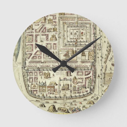 エルサレムとその周辺地域の地図(C) ラウンド壁時計 (正面)