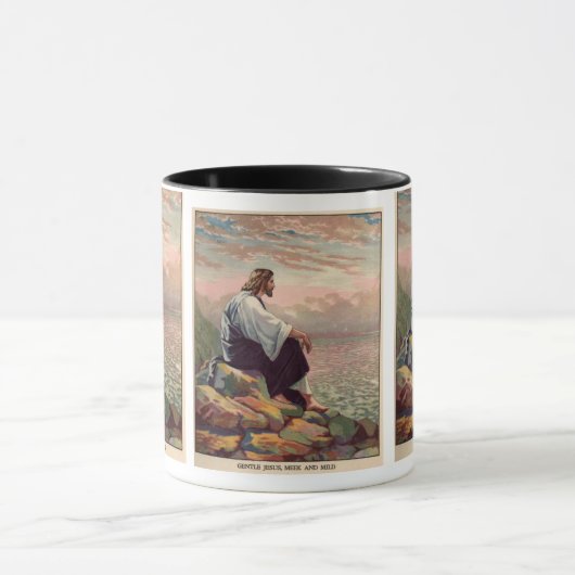 エルサレムにイエス・キリストの柔和で及び穏やかな祈ること マグカップ (中央)