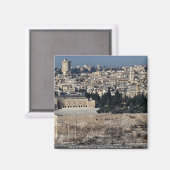 エルサレムのオリーブ山からの旧市街の見解 マグネット (正面/裏面)