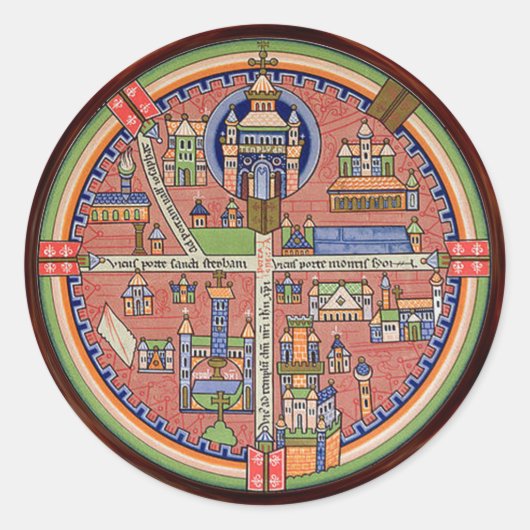 エルサレムのシールの地図 ラウンドシール (正面)