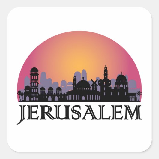 エルサレムのスカイライン – イスラエル旅行 スクエアシール (正面)